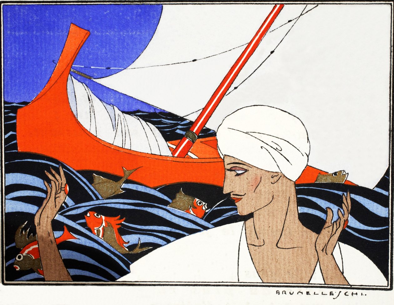 Song of the Pilgrims (stensiltrykk) av Umberto Brunelleschi