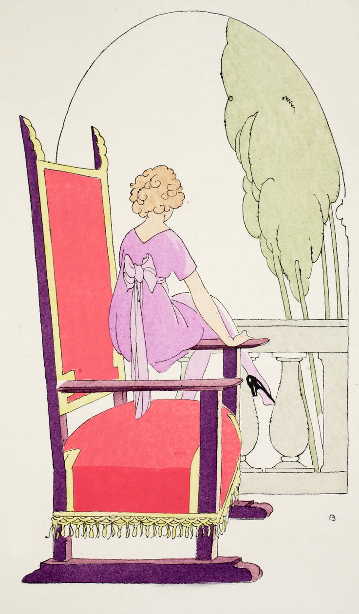 Venter på balkongen (pochoir print) av Umberto Brunelleschi