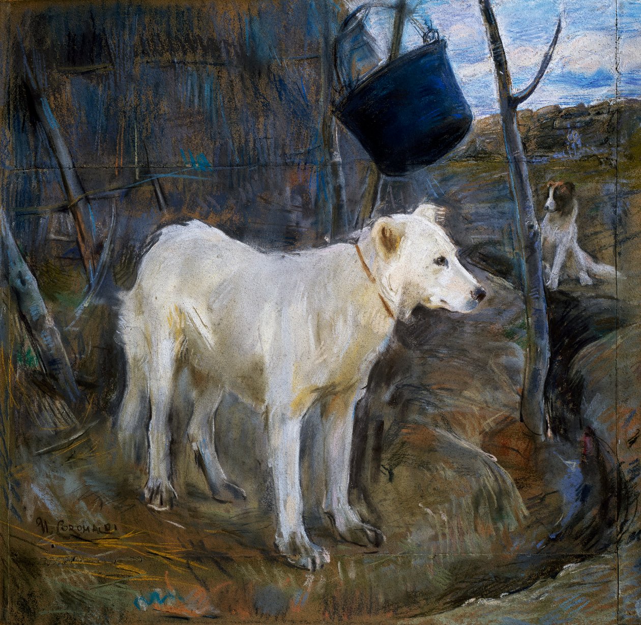 Guard of Procolo, maleri av Umberto Coromaldi (1870-1948). Italia av Umberto Coromaldi