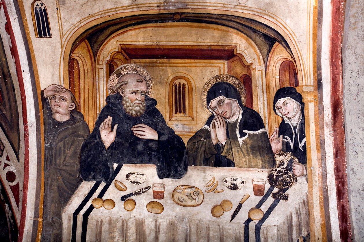 Siste samtale mellom St. Benedict og St. Scholastica, Umbrian School av Umbrian School