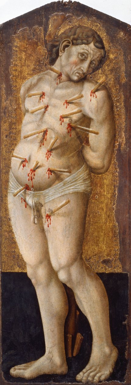 Saint Sebastian (tempera på tre) av Umbrian School