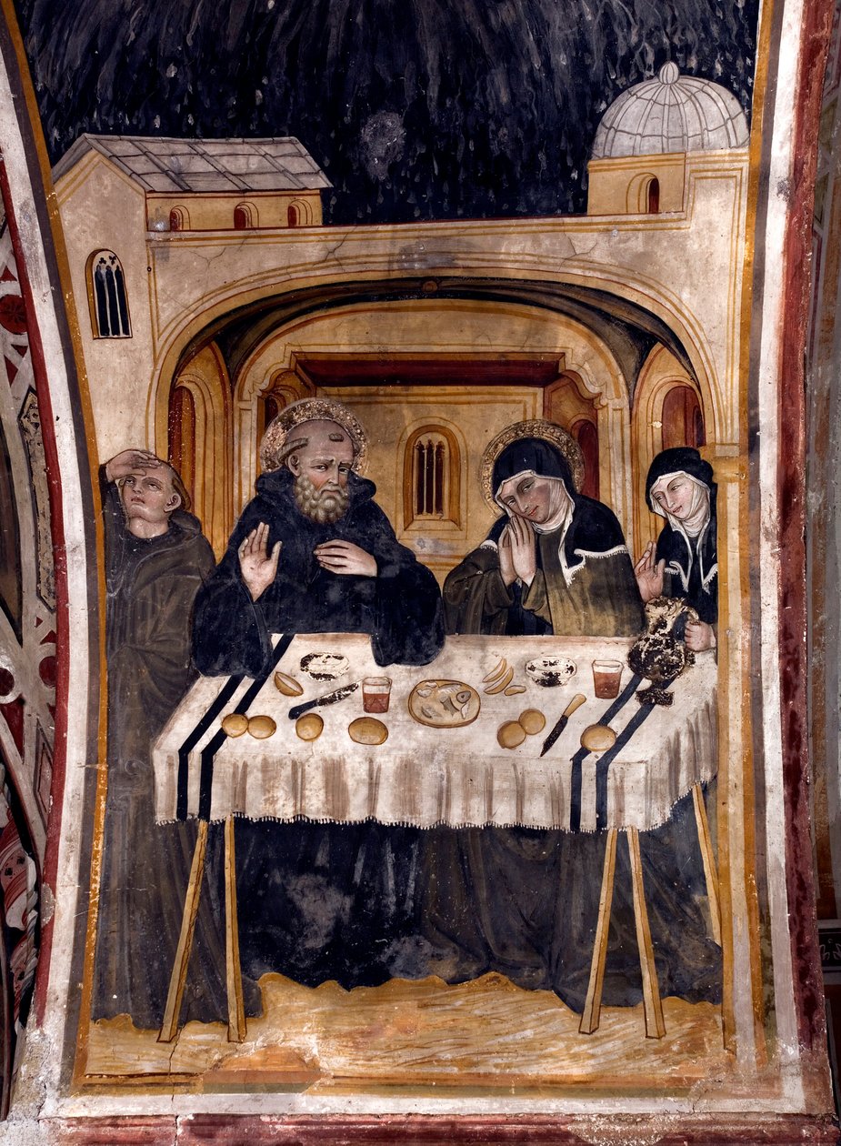 Det siste møtet 06/02/547 mellom Saint Benedict of Nursie og hennes søster Sainte Scolastique av Umbrian School