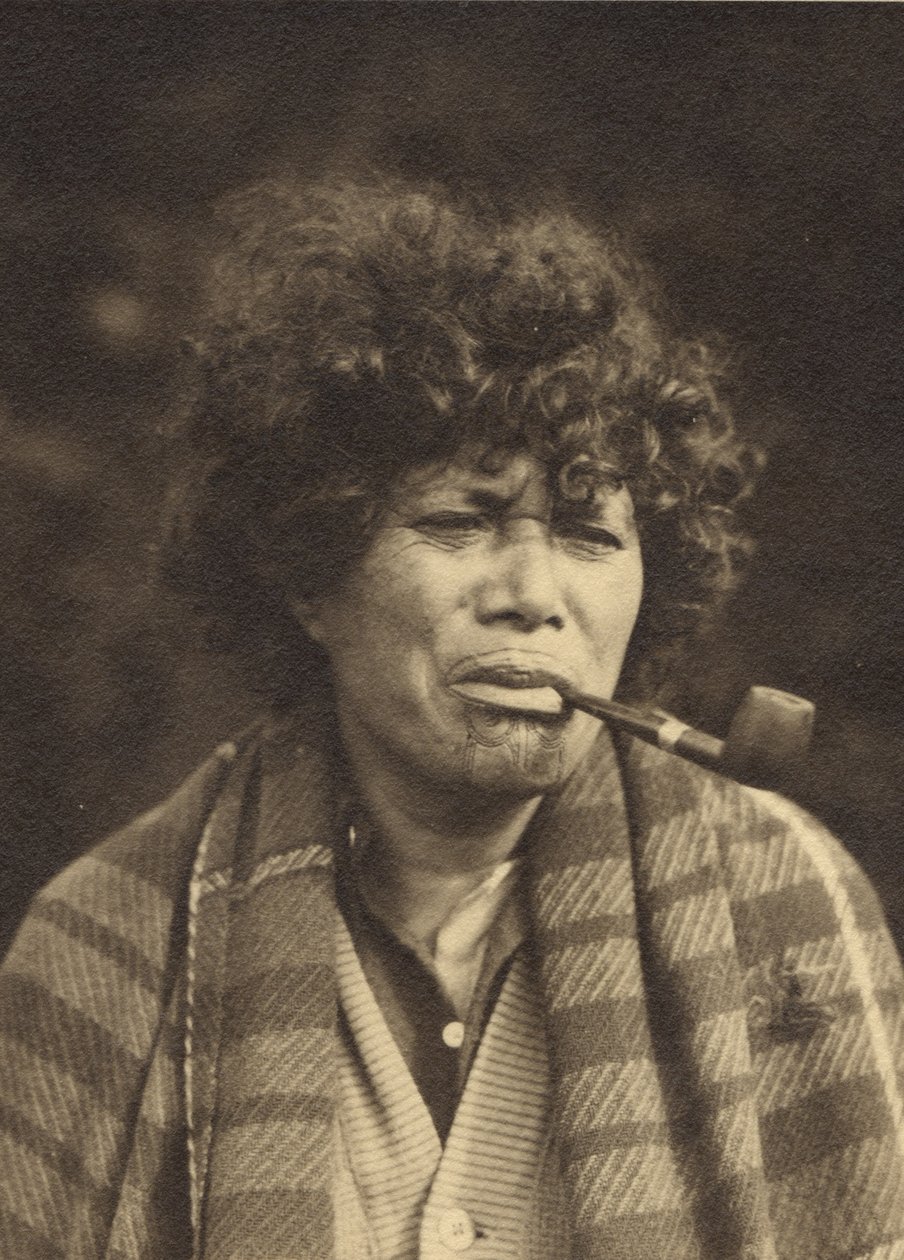 Maori Character Study, ca. 1927 (sølv gelatintrykk) av Una Garlick