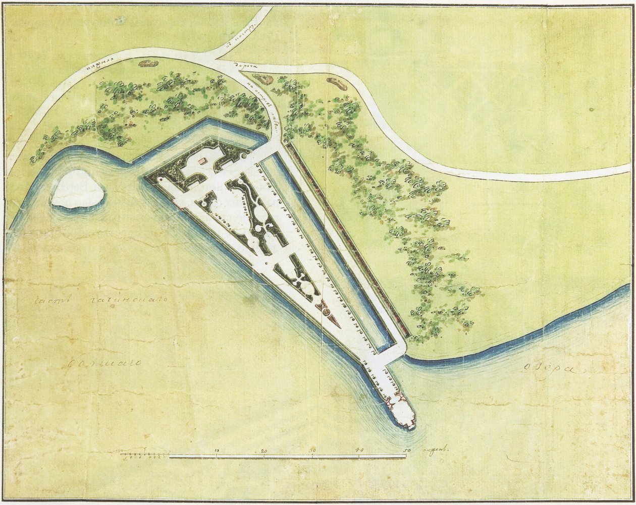 Plan for kjærlighetens øy i Gatchina Park av Unbekannt Unbekannt