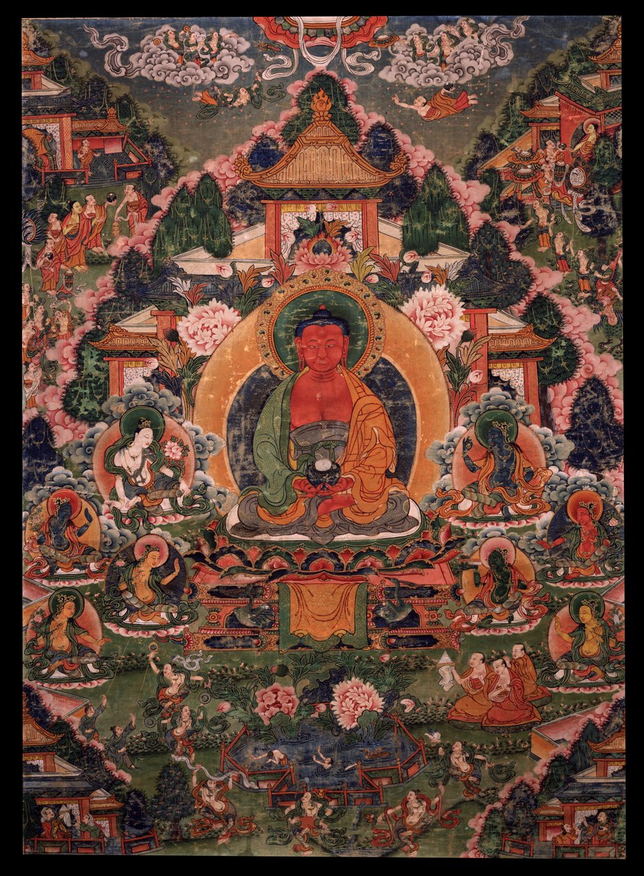 Buddha Amitabha i hele sitt veltalende land av Unbekannt Unbekannt