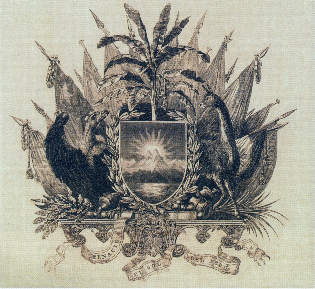 Skjold for Republikken Peru opprettet av San Martín 21. oktober 1821 av Unbekannt Unbekannt
