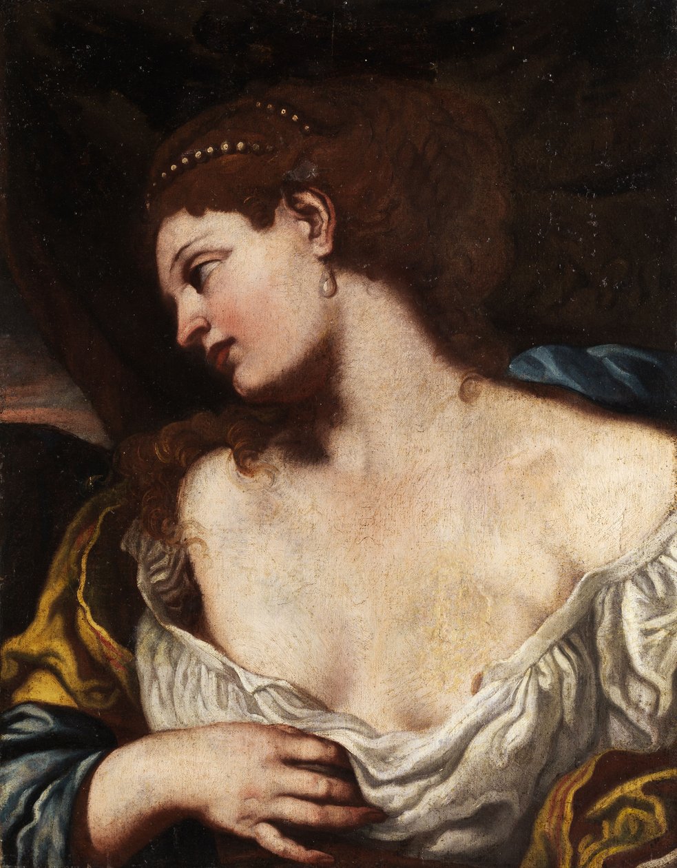 Halvportrett av en ung kvinne (muligens Lucretia eller Cleopatra) av Unbekannt Unbekannt