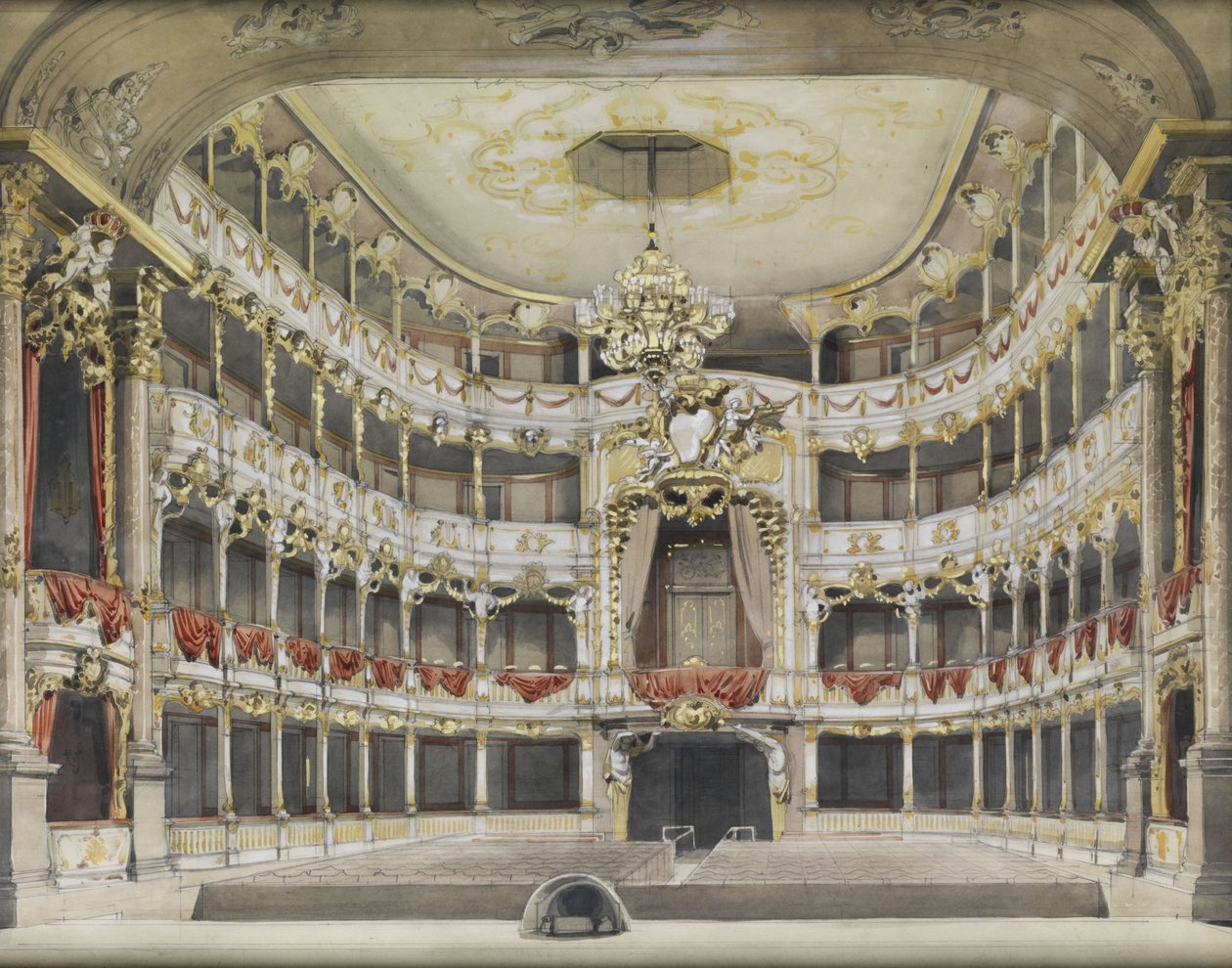 Interiøret i Residenztheater i München (Cuvilliés-Theatre) av Unbekannt Unbekannt