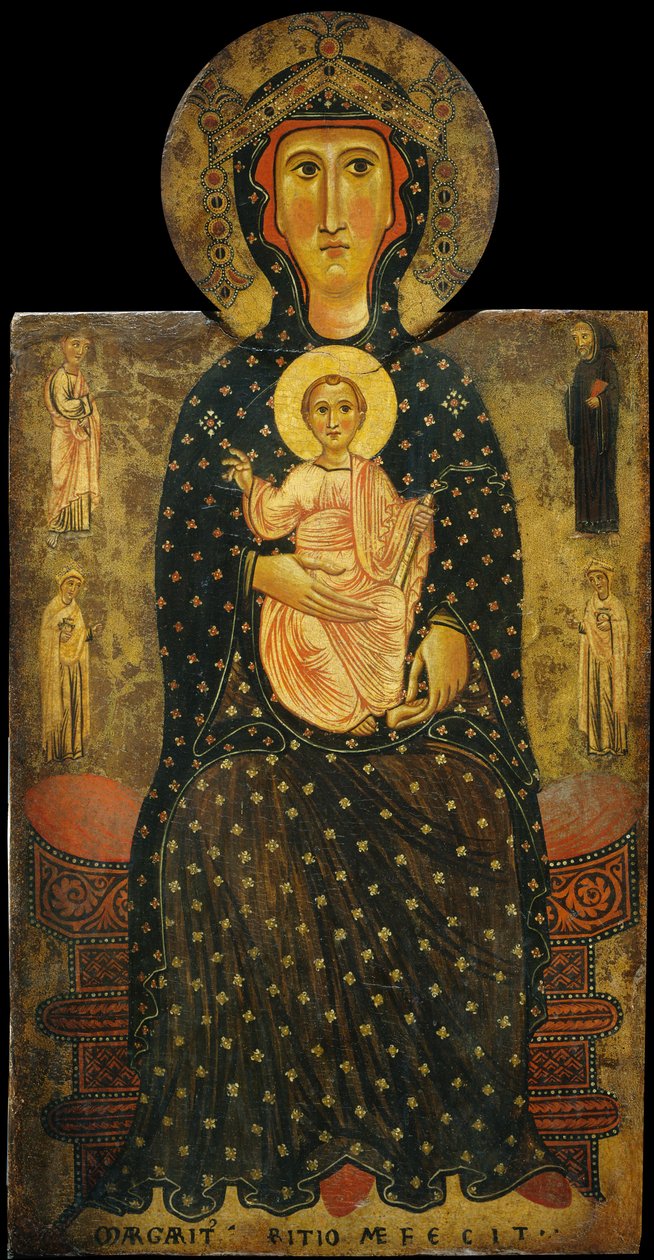 Enthroned Madonna with Child av Unbekannt Unbekannt