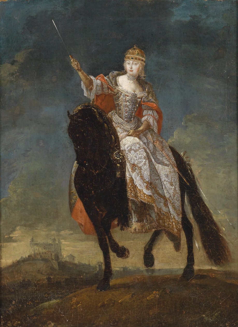 Maria Theresa som dronning av Ungarn på Coronation Hill i Pressburg av Unbekannt Unbekannt