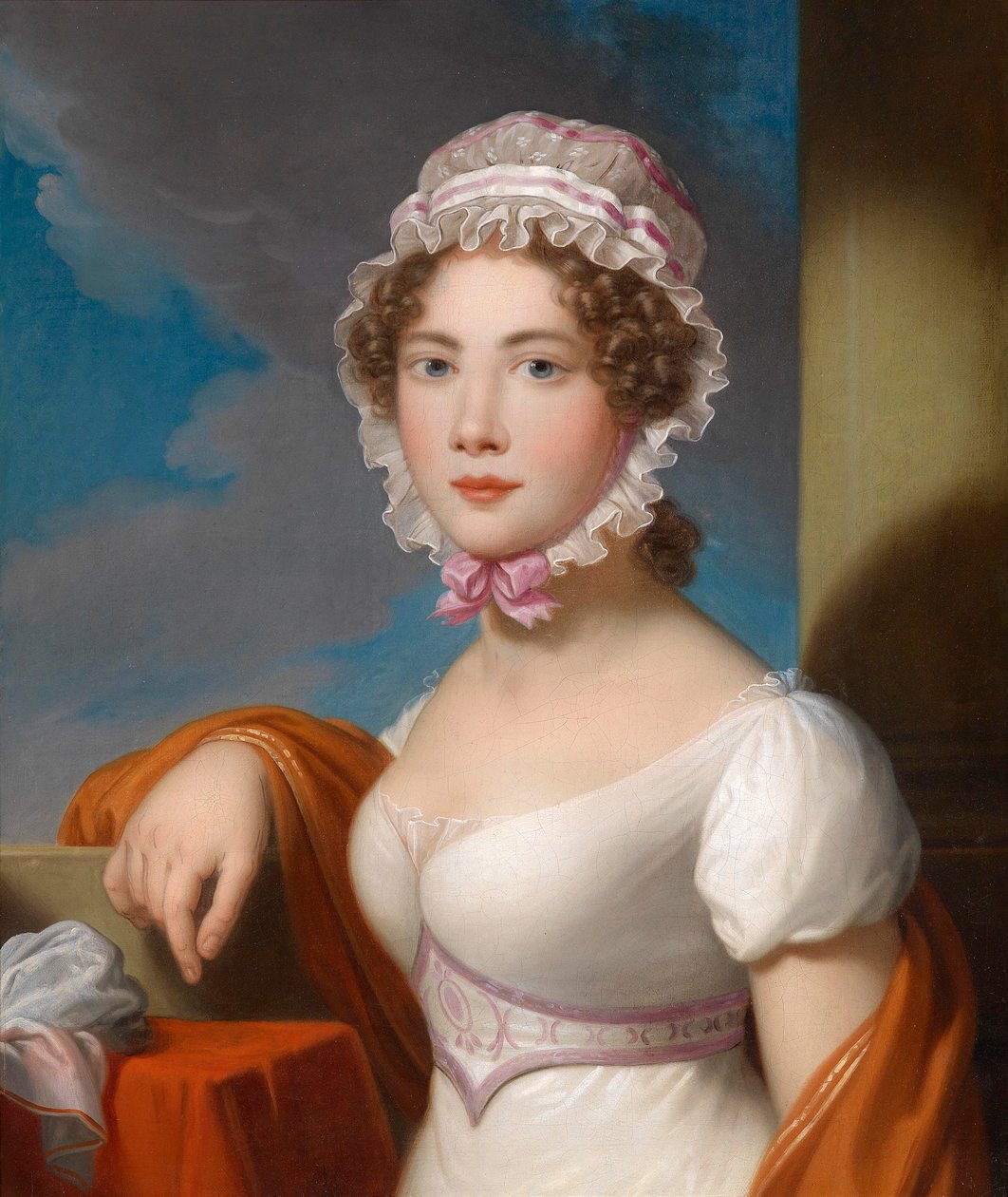 Portrett av en ung dame med blonder av Unbekannt Unbekannt