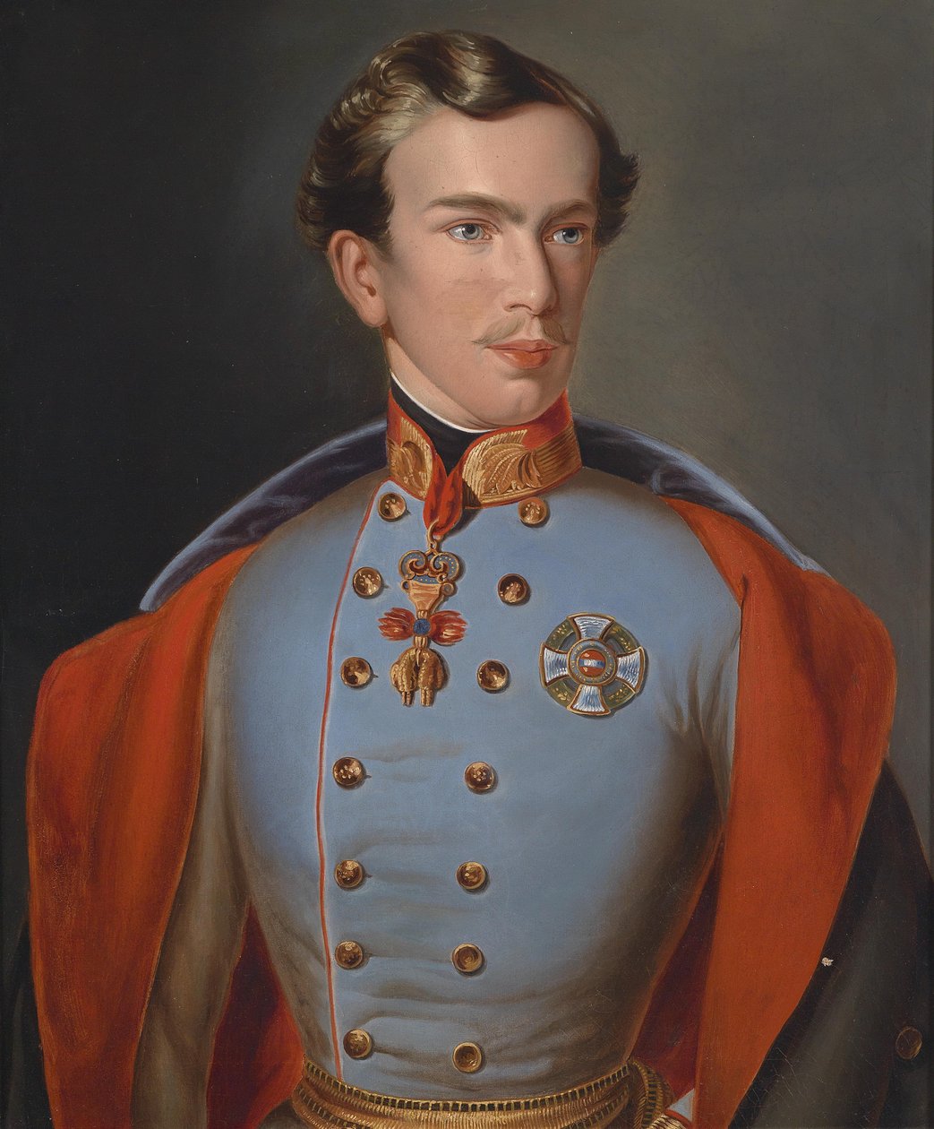 Portrett av den unge keiseren i uniform med medaljer av Unbekannt Unbekannt