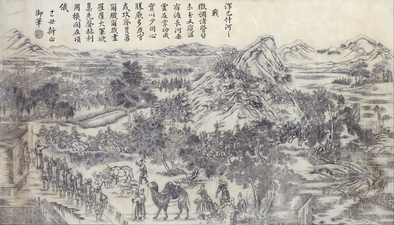 Slaget ved Honbasi River - Kampanje fra 1828 -2 av East Turkestan -serien av Unbekannt Unbekannt