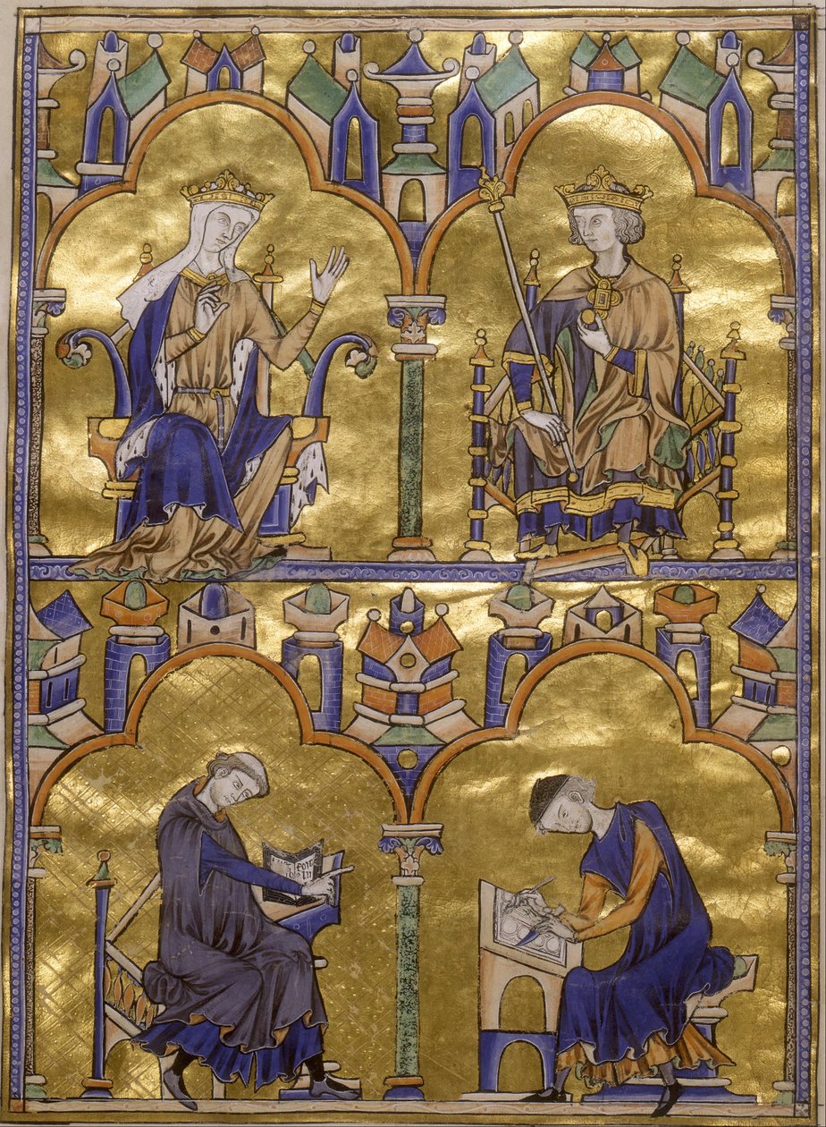 Blanche av Castilla og kong Louis IX av Frankrike; Forfatter dikterer til en skriftlærer av Unbekannt Unbekannt