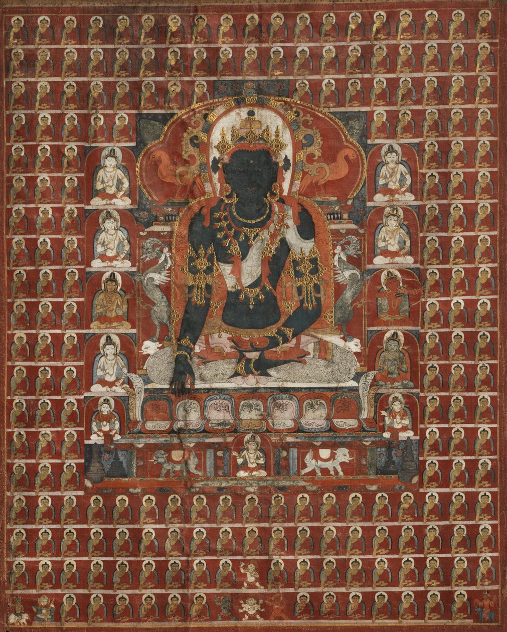 Buddha Akshobhya og den østlige forsamlingen i Sarvadurgatiparishodhana Mandala av Unbekannt Unbekannt