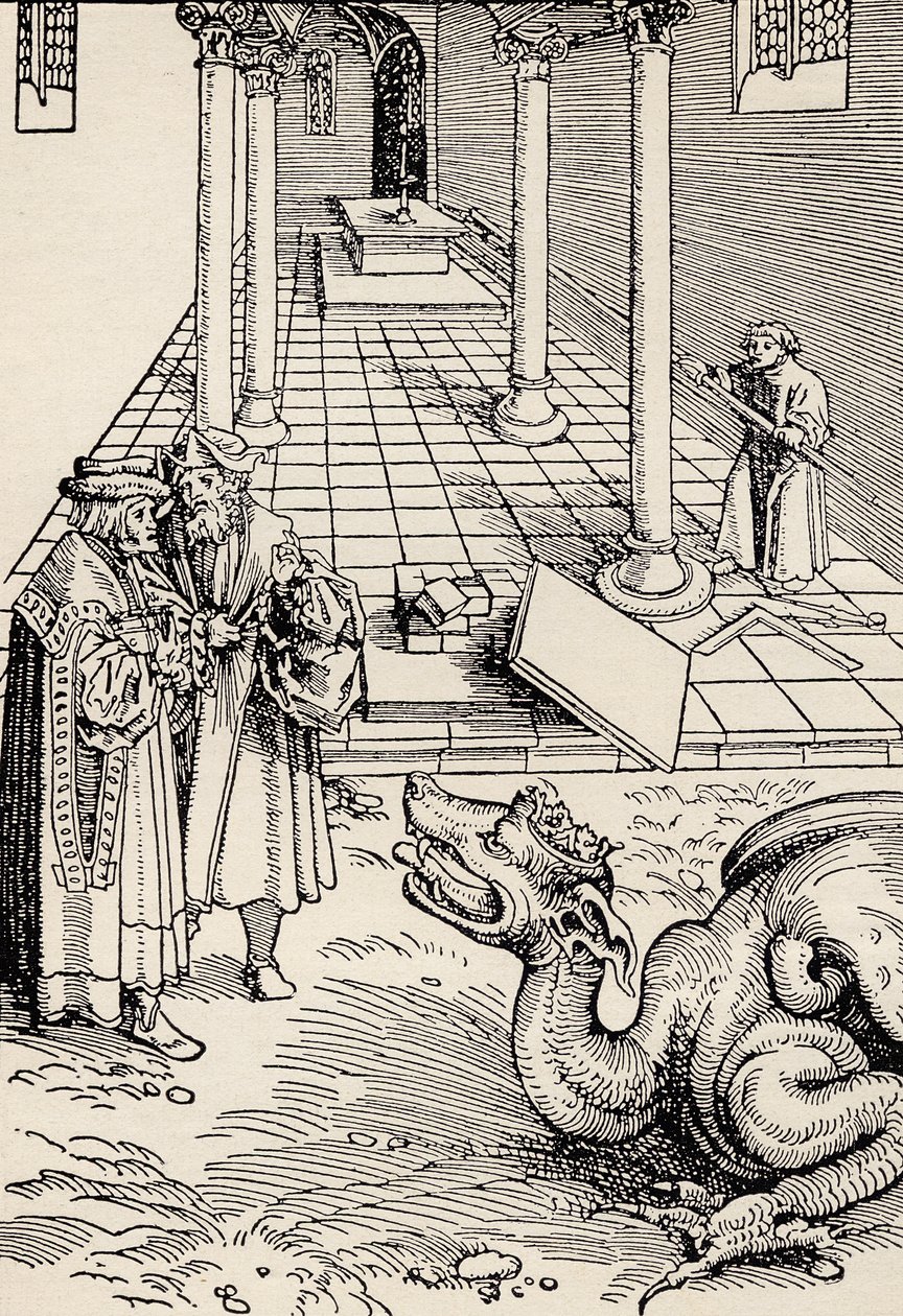 Bygge tempelet, etter et tresnitt fra septemberbibelen av Martin Luther, fra 