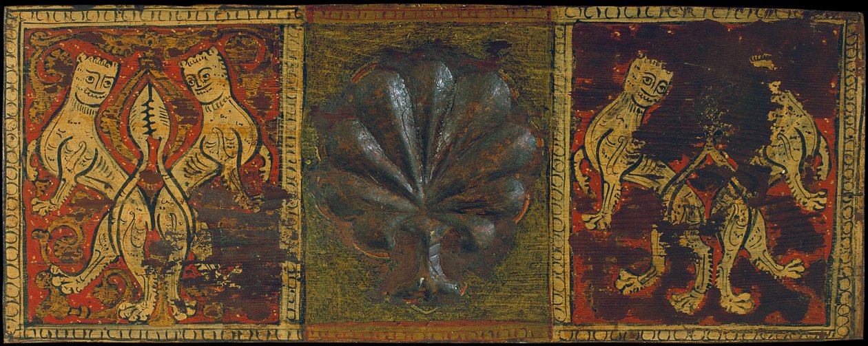 Takpanel med palmeblad og fantastiske dyr av Unbekannt Unbekannt