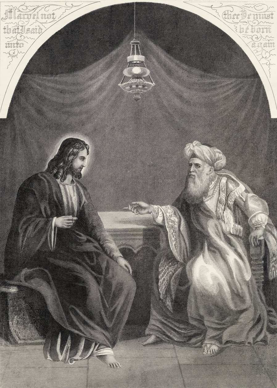 Kristus og Nikodemus, gravert av S. Allen, fra 