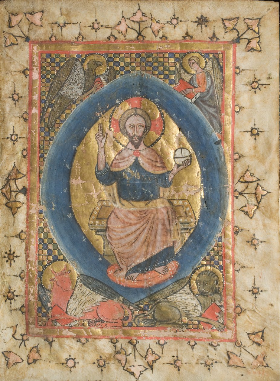 Kristus i majestet med evangelistenes symboler av Unbekannt Unbekannt