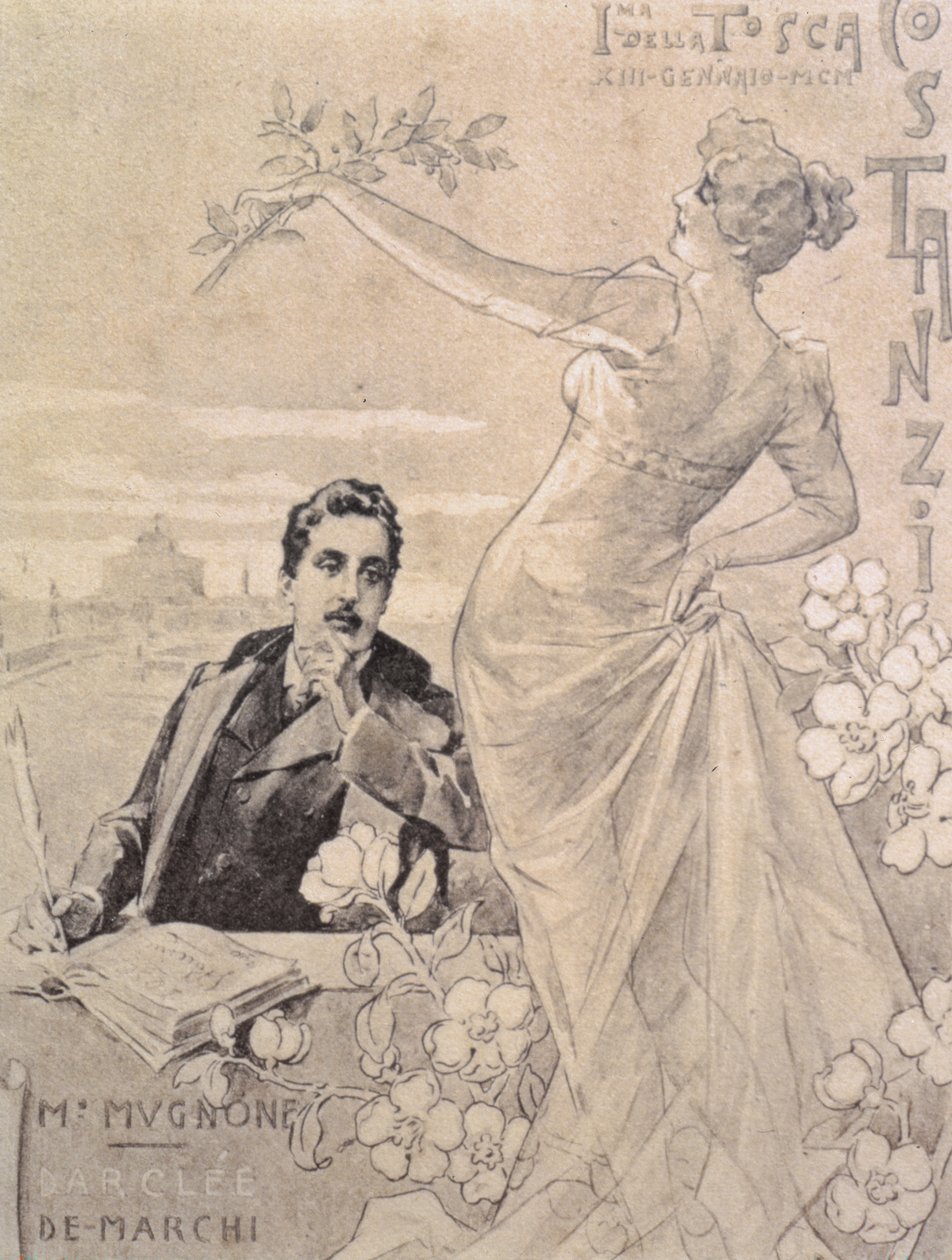 Jubileumspostkort av den første forestillingen av operaen "Tosca", av Giacomo Puccini (1858-1924) 1900 av Unbekannt Unbekannt