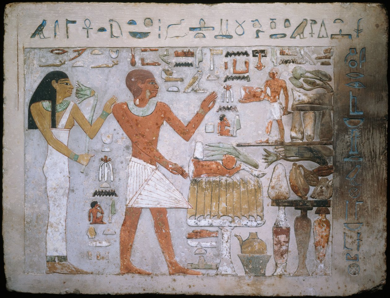 Egyptisk - Veggfragment fra graven til Amenemhet og hans kone Hemet av Unbekannt Unbekannt