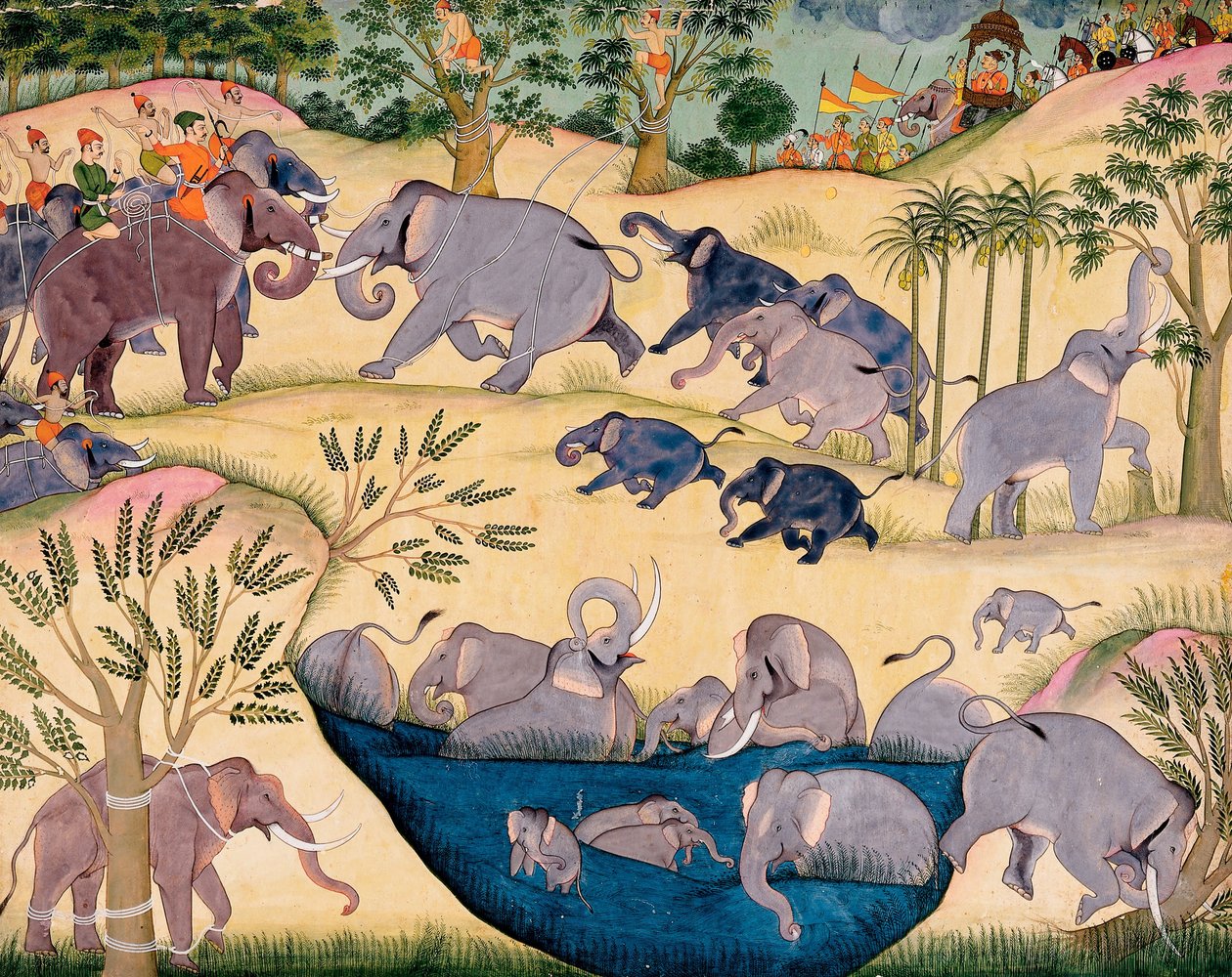 Elephant Hunt of Maharaja Anup Singh fra Bikaner av Unbekannt Unbekannt