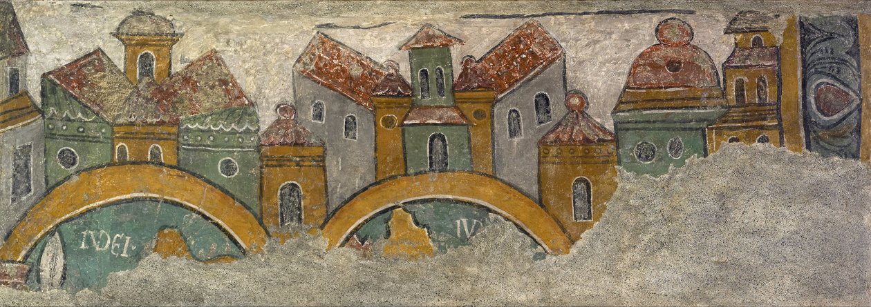 Frise med byen Jerusalem fra Sant Esteve dAndorra av Unbekannt Unbekannt