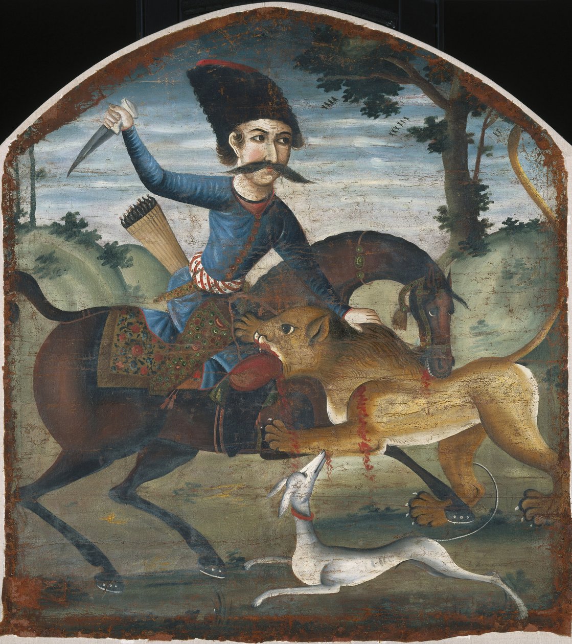 Hunter on Horseback Attacked by a Lion av Unbekannt Unbekannt