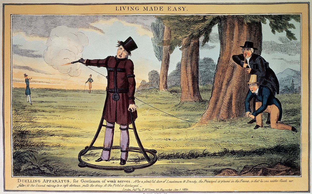 Living Made Easy; duellapparat for herrer med svake nerver, trykt av J. Netherclift og utgitt av T. McLean, 1830 (trykk) av Unbekannt Unbekannt