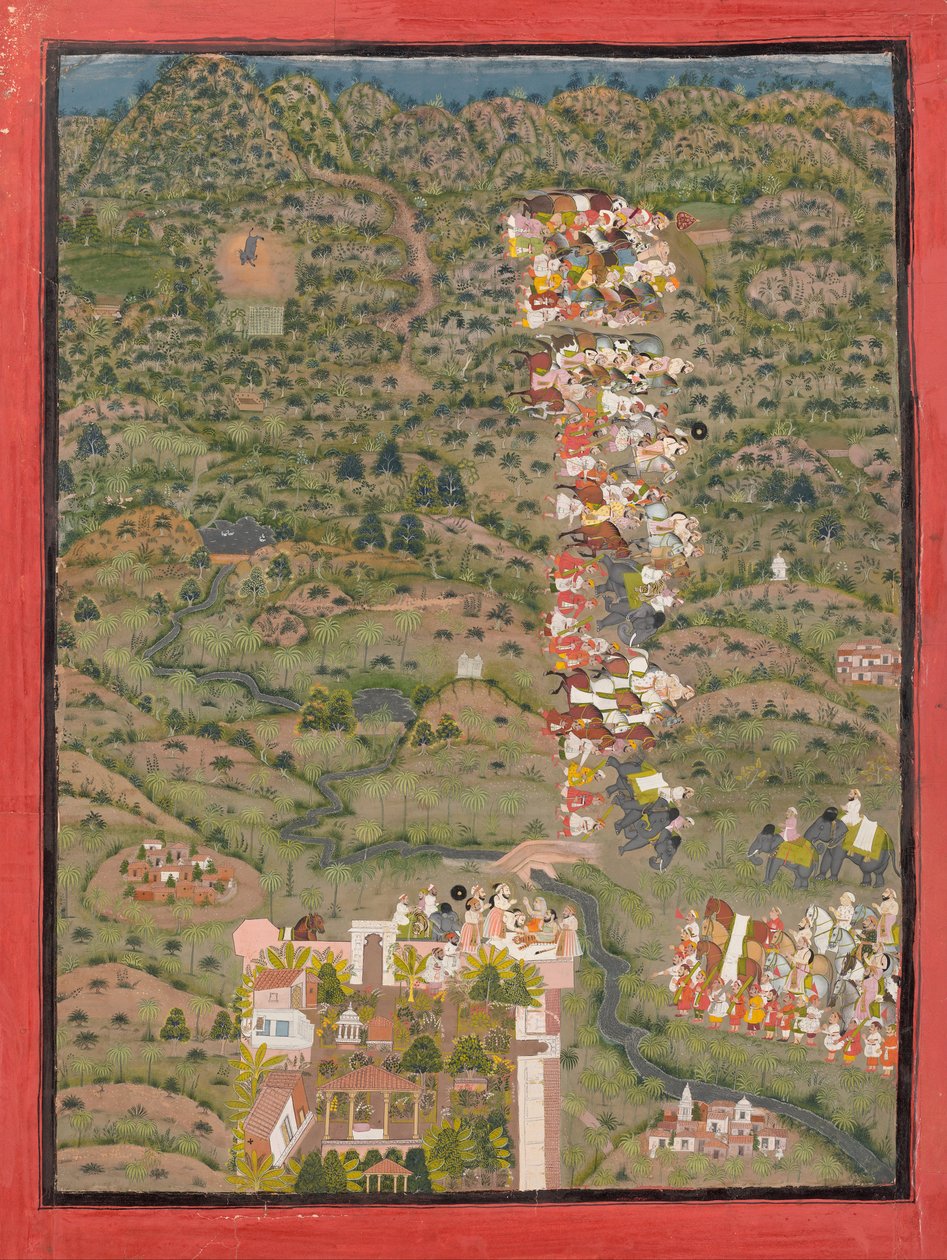 Maharana Sangram I Besøk Gosain Neelkanthaji Etter en tigerjakt av Unbekannt Unbekannt