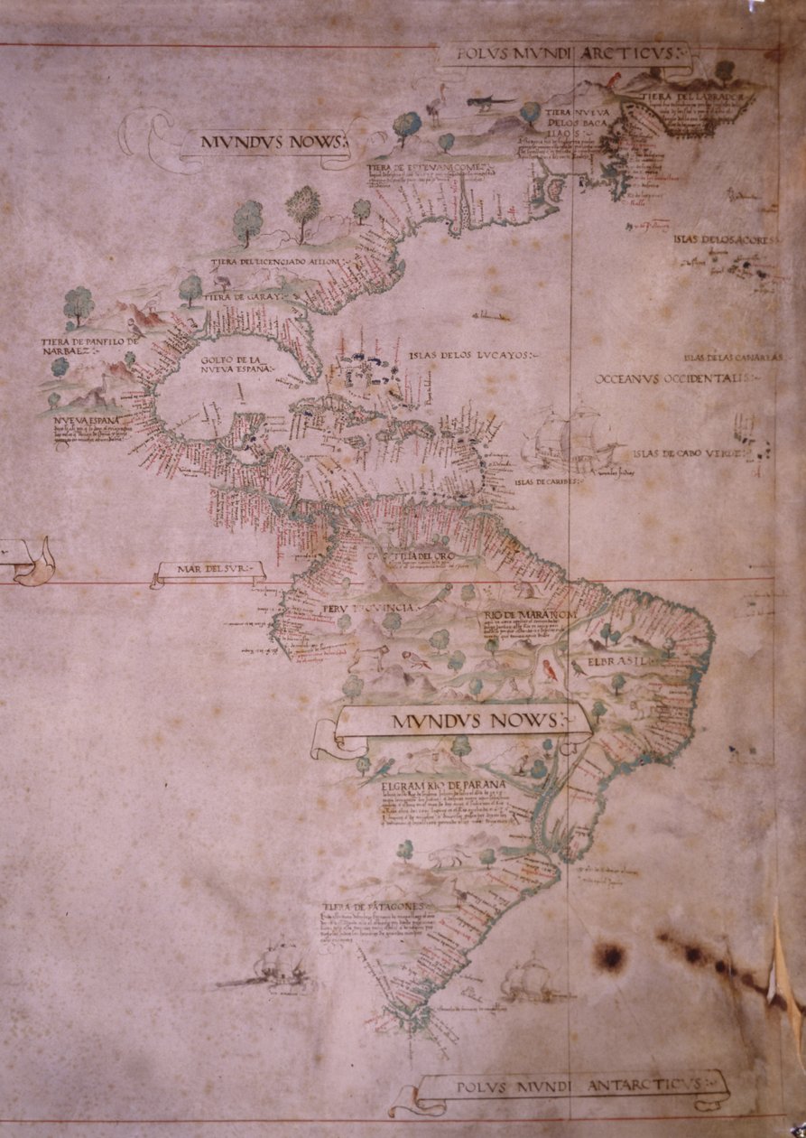 Kart over den nye verden, ca. 1532 av Unbekannt Unbekannt