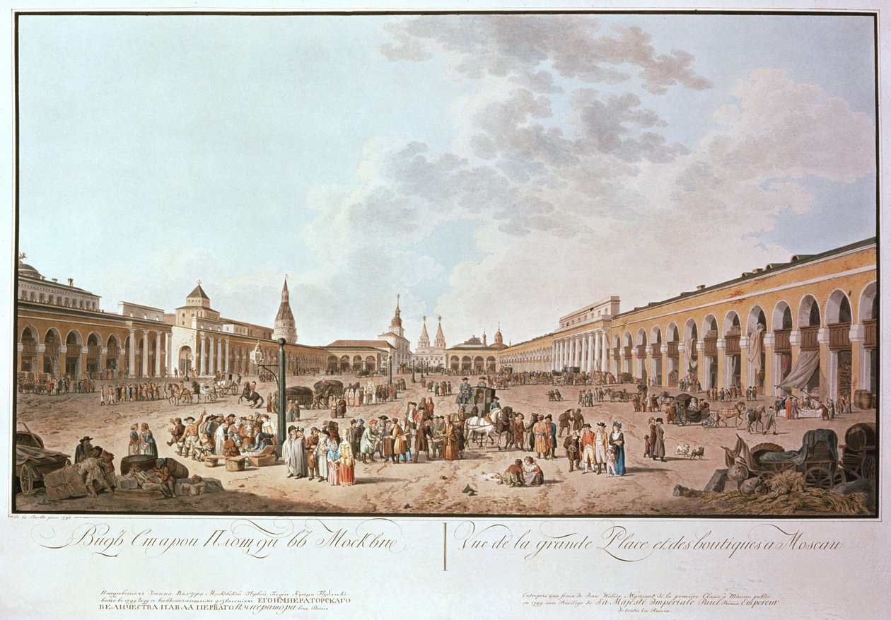 Moskva: utsikt over det store torget av de la Berthe, 1799 (trykk) av Unbekannt Unbekannt