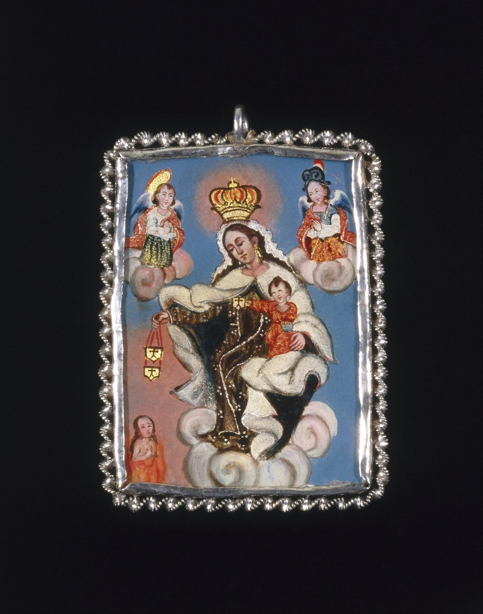 Malt medaljong i Locket Frame Recto- Our Lady of Carmel Over a Soul in Purgatory Verso- Virgin of ... av Unbekannt Unbekannt