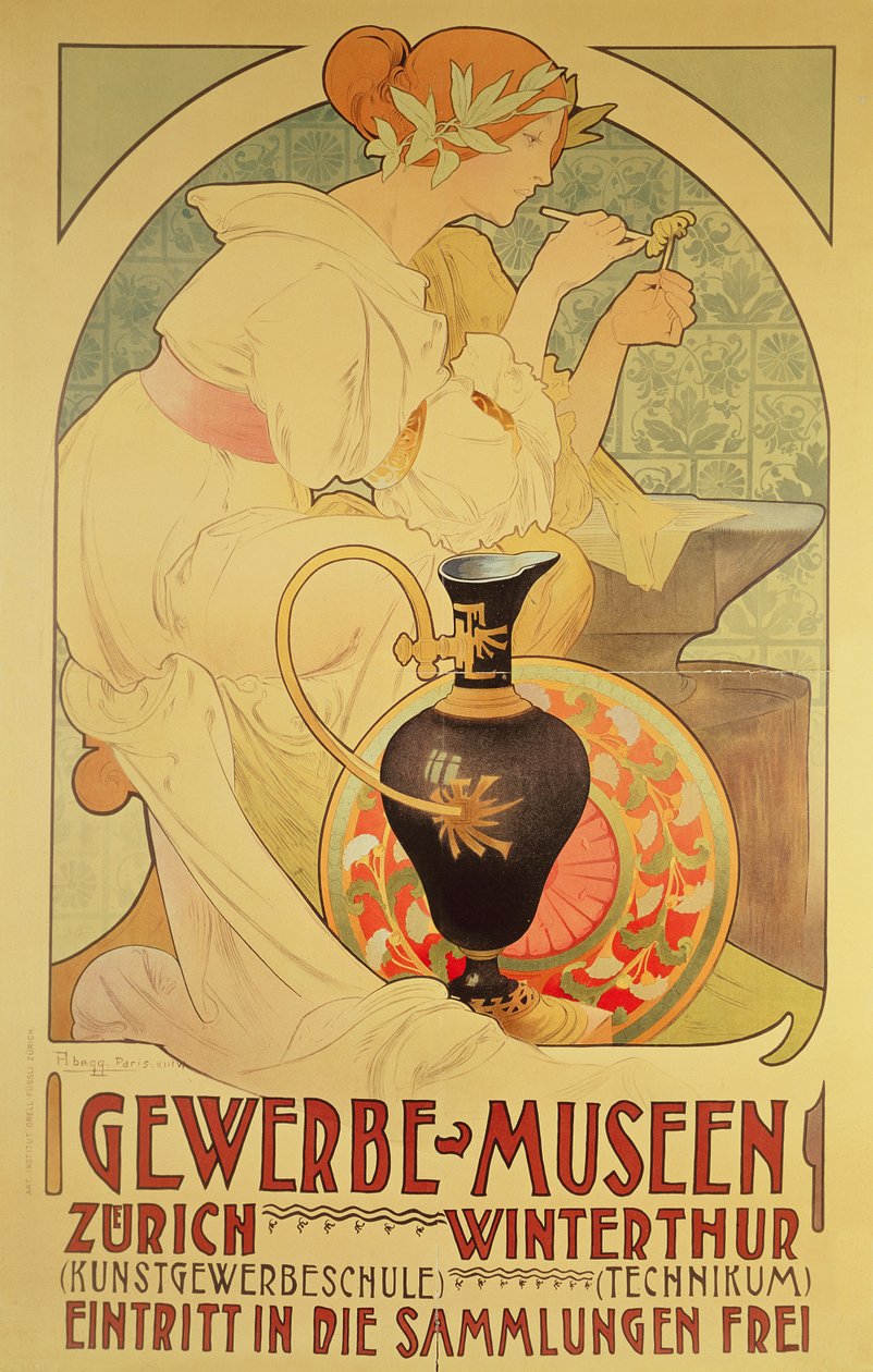 Plakat som reklamerer for handelsmuseene, Zürich av Unbekannt Unbekannt