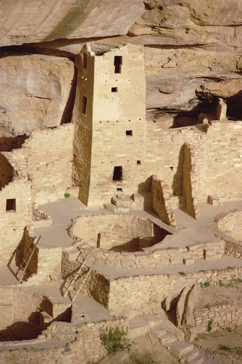 Rester av Pueblo indiske klippeboliger, bygget fra 1000- til 1300-tallet av Unbekannt Unbekannt