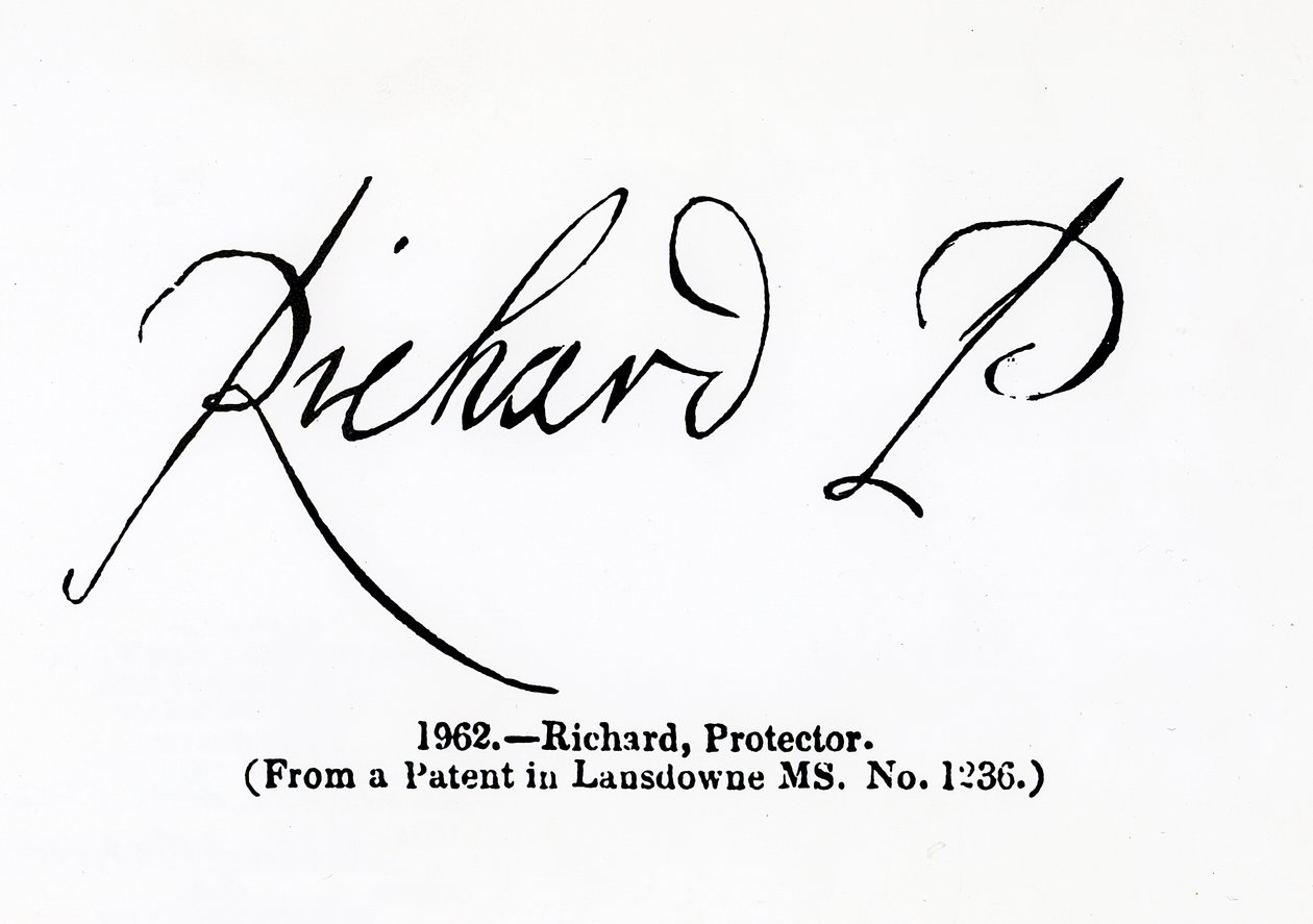 Reproduksjon av signaturen til Richard Cromwell (1626-1712) Lord Protector av Unbekannt Unbekannt