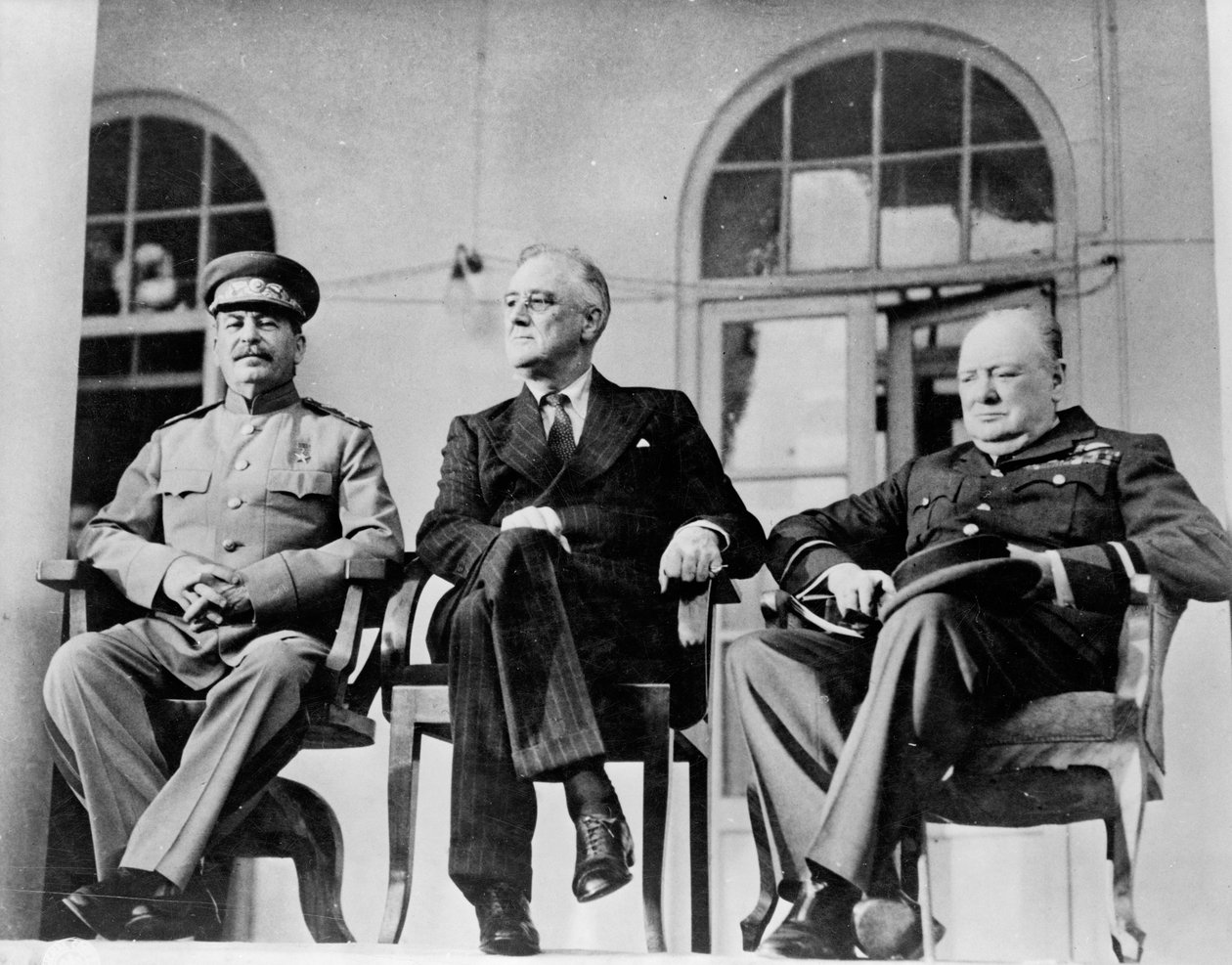 Roosevelt, Stalin og Churchill på Teheran-konferansen, 1943 av Unbekannt Unbekannt