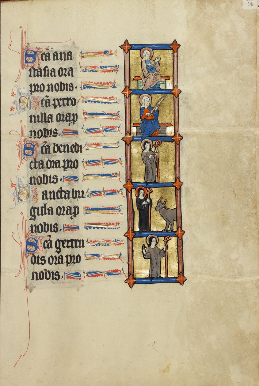 Saint Anastasia Enthroned, Saint Petronilla, Abbess Benedicta with a Crosier, and Abbess Bridgit wit ... av Unbekannt Unbekannt