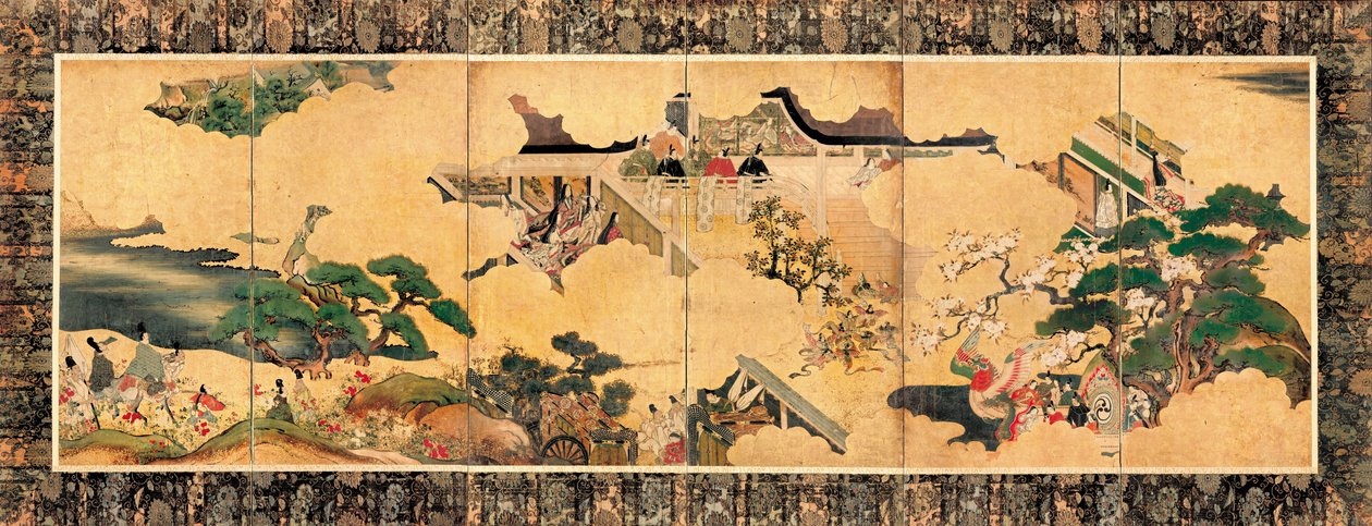Scener fra de tre kapitlene i Fortellingen om Genji (Genji monogatari) av Unbekannt Unbekannt