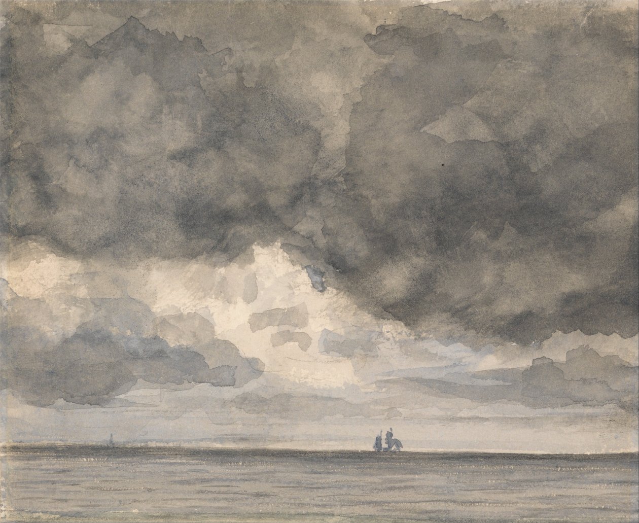 Seascape med skip og overhengende himmel av Unbekannt Unbekannt