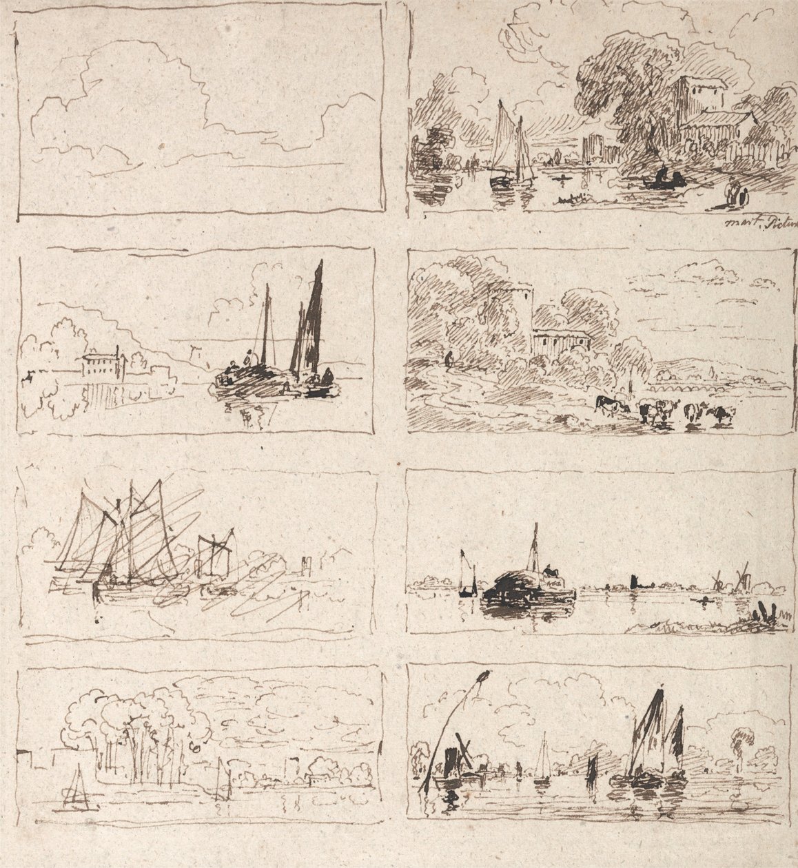Sheet of Composition Studies of River Scenes av Unbekannt Unbekannt