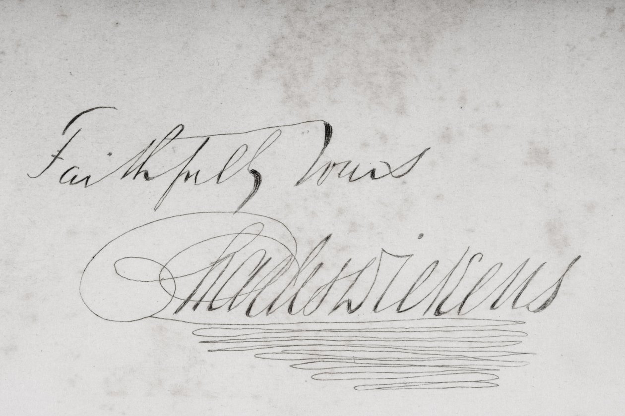 Signatur av Charles Dickens (1812-70) 1853 av Unbekannt Unbekannt