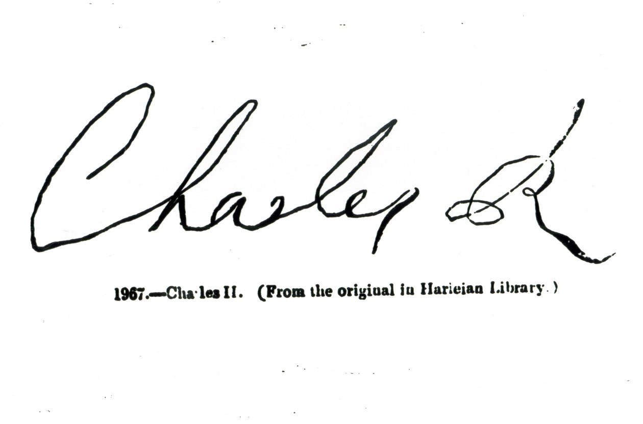 Signatur av Charles II (1630-85) av Unbekannt Unbekannt