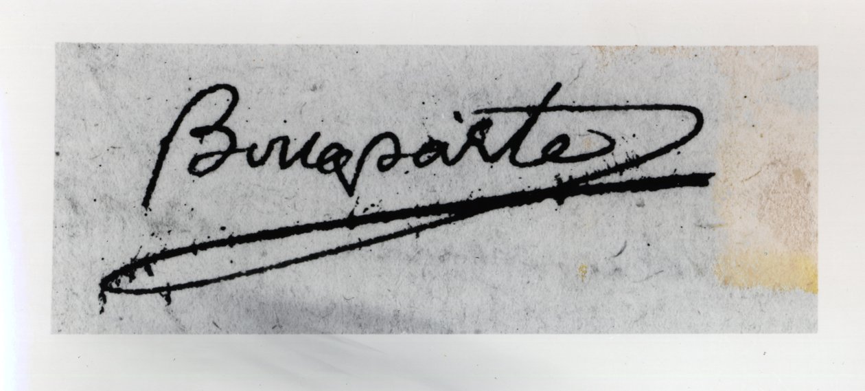 Signatur av Napoleon Bonaparte (1769-1821) (penn og blekk på papir) av Unbekannt Unbekannt