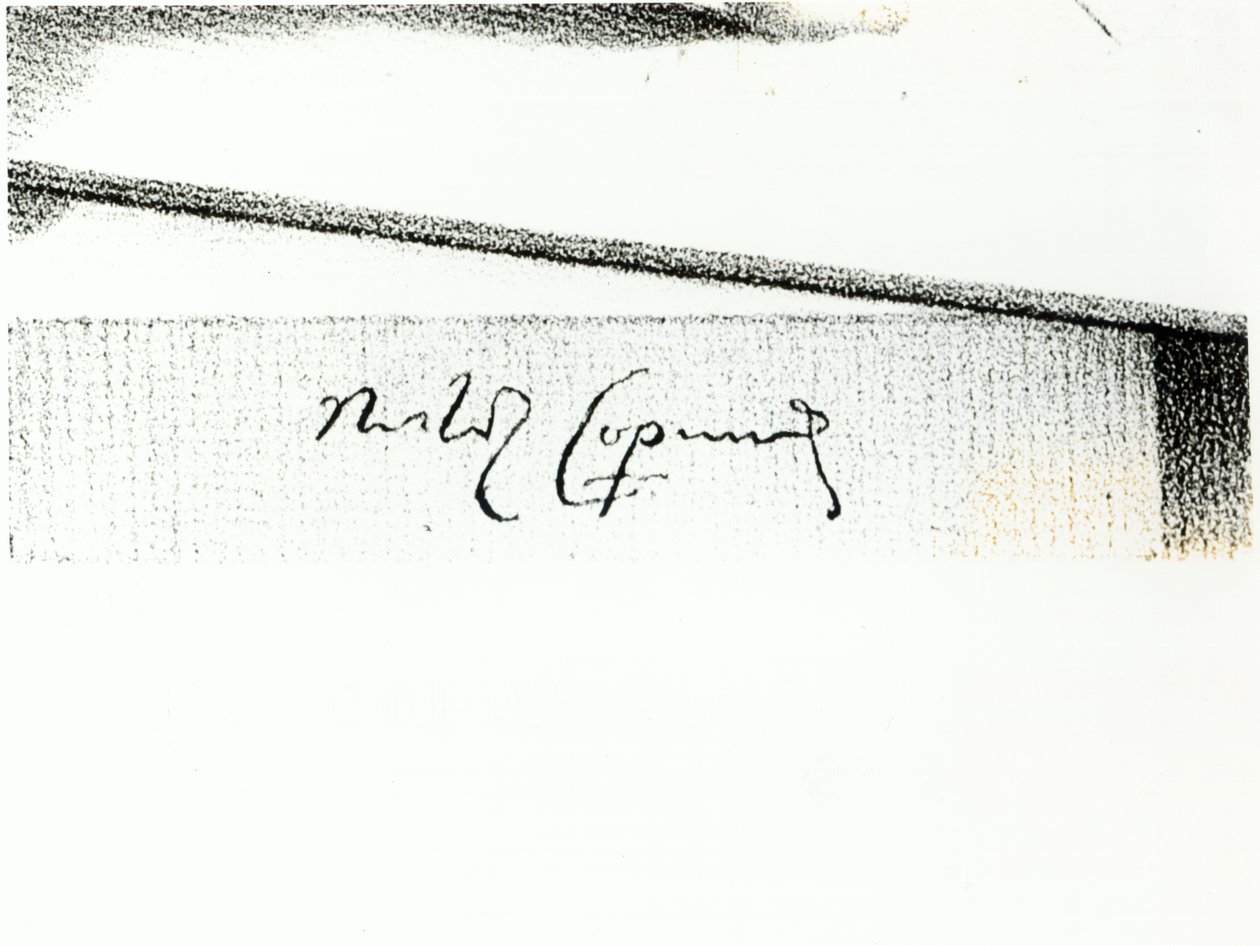 Signatur av Nicolaus Copernicus (1473-1543) (bundw foto) av Unbekannt Unbekannt