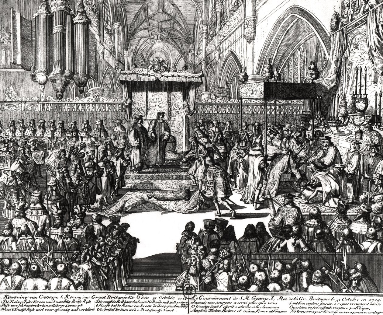 Kroningen av kong George I (1660-1727) i Westminster Abbey, 31. oktober 1714 av Unbekannt Unbekannt
