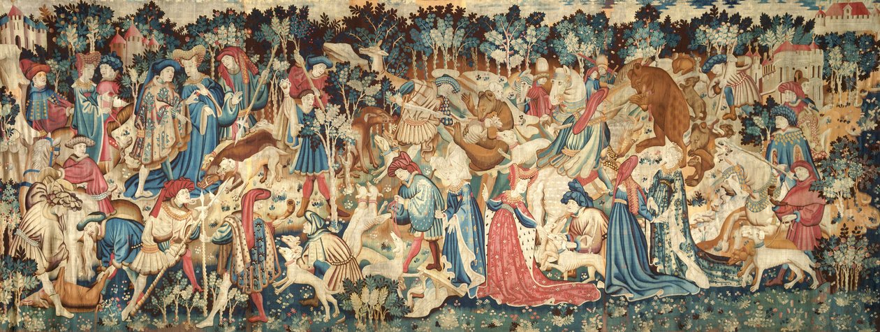 Devonshire Hunting Tapestries; Villsvin og bjørnjakt av Unbekannt Unbekannt