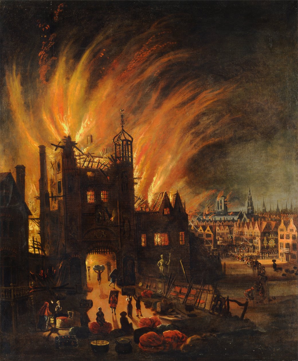 The Great Fire of London, med Ludgate og Old St. Pauls av Unbekannt Unbekannt