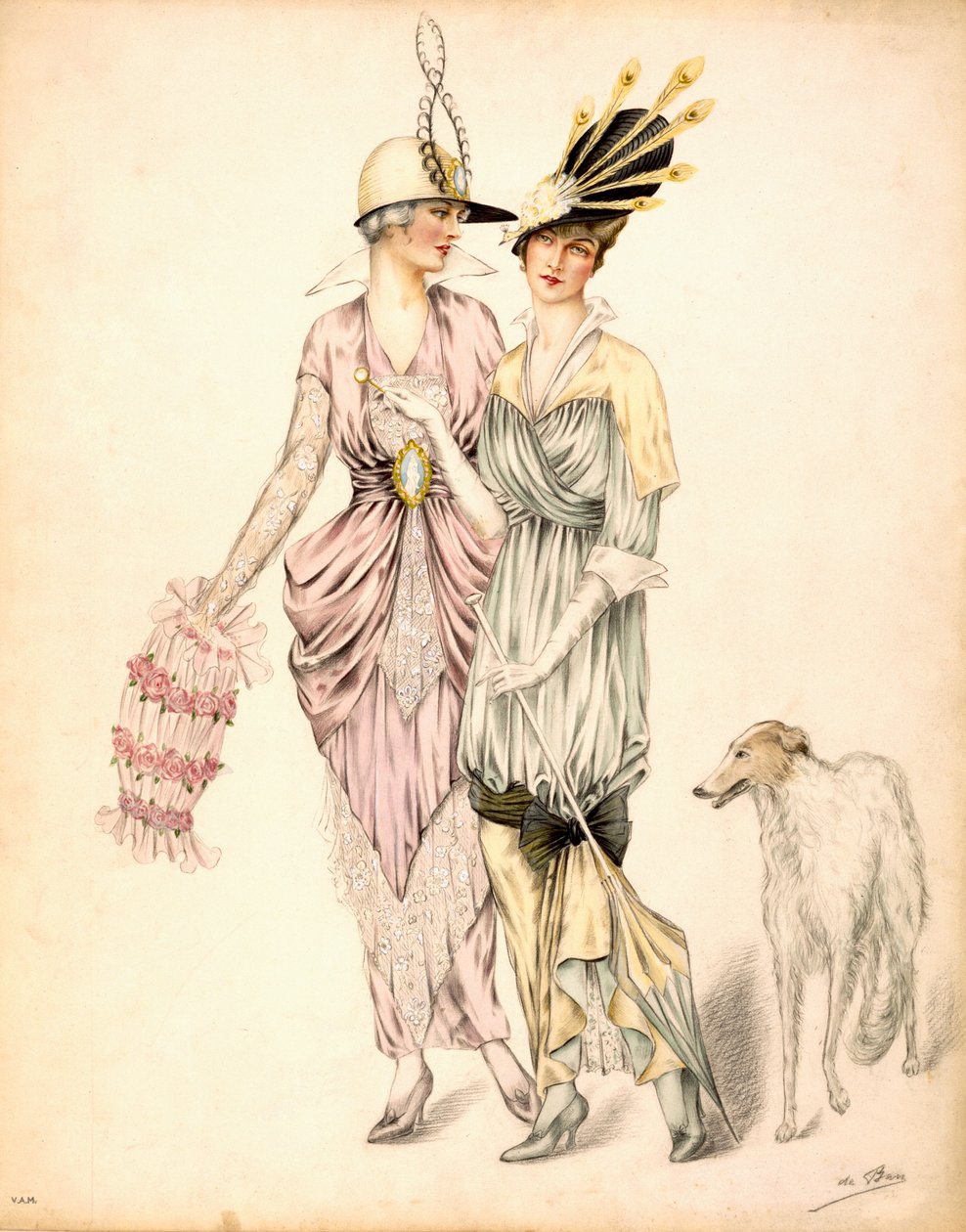 To kjoler til Goodwood Races, ca. 1920 av Unbekannt Unbekannt