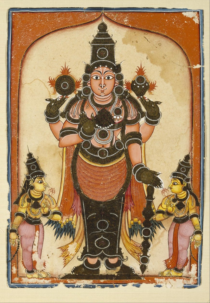 Ukjent indianer - Lord Vishnu med to konserter, Sree Devi og Bhu Devi av Unbekannt Unbekannt
